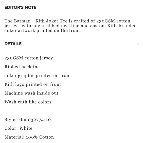 BATMAN X KITH JOKER Tee in White 🦇💚💜♣️ Men’s Size Large NWT 🏷️ - Picture 5 of 10